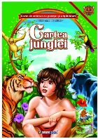Cartea junglei : carte de colorat cu poveşti şi abţibilduri scrisă cu litere mari de tipar
