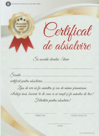 Certificat de absolvire elev primar/gimnaziu/liceu 2025
