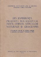 coperta Din experienta predarii matematicii, fizicii, chimiei, stiintelor naturale si geografiei