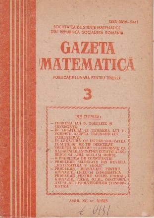 Gazeta matematica, Nr. 3/1985