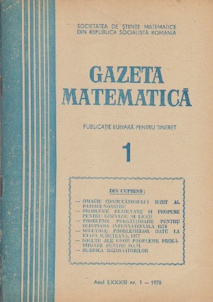 Gazeta Matematica, Nr. 1 - Ianuarie 1978