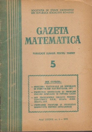 Gazeta Matematica, Nr. 5 - Mai 1978
