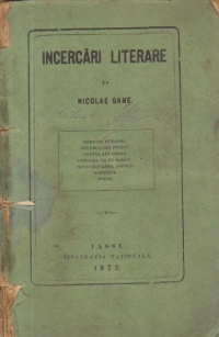 Incercari Literare de Nicolae Gane (Editie 1873)