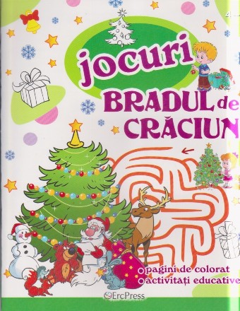 Jocuri - Bradul de Crăciun : pagini de colorat, activităţi educative