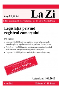 Legislatia privind registrul comertului (actualizat la 01.06.2010). Cod 392