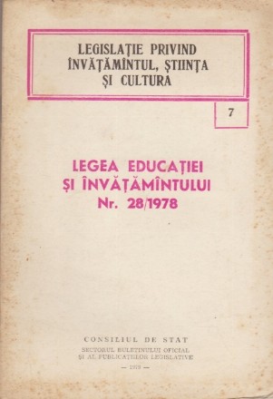 Legislatie privind invatamintul, stiinta si cultura