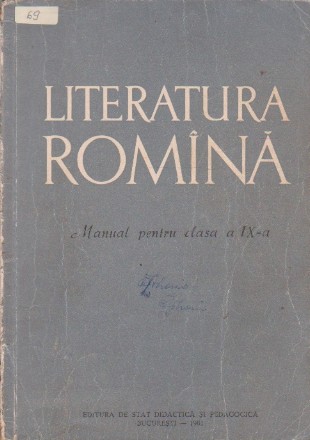 Literatura Romina, Manual pentru clasa a IX-a (Editie 1961)