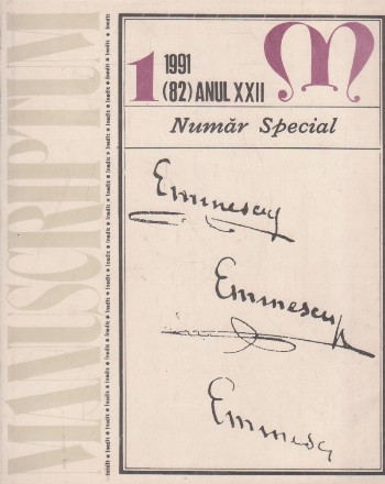 Manuscriptum, nr 1 (82)/1991 Numar special