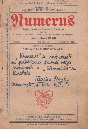 Numerus, Octomvrie 1939