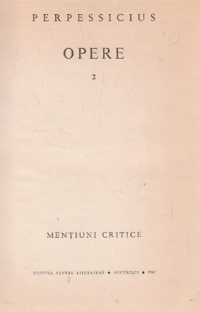 Opere, Volumul al II-lea, Mentiuni critice