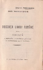 Originea limbii romane sinteza marturiilor
