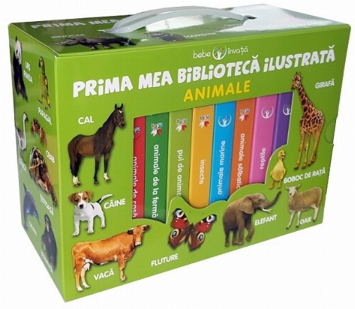 Prima mea biblioteca ilustrata. Animale. Bebe invata (8 carticele)