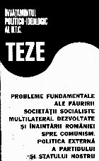 coperta Probleme fundamentale ale fauririi societatii socialiste multilateral dezvoltate si inaintarii Roamniei spre c