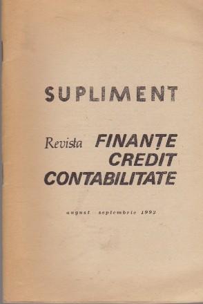 Supliment Revista Finante, Credit, Contabilitate - August-Septembrie 1993