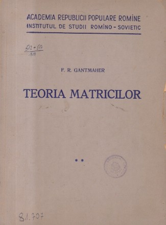 Teoria Matricilor, Volumul al II-lea (Gantmaher)