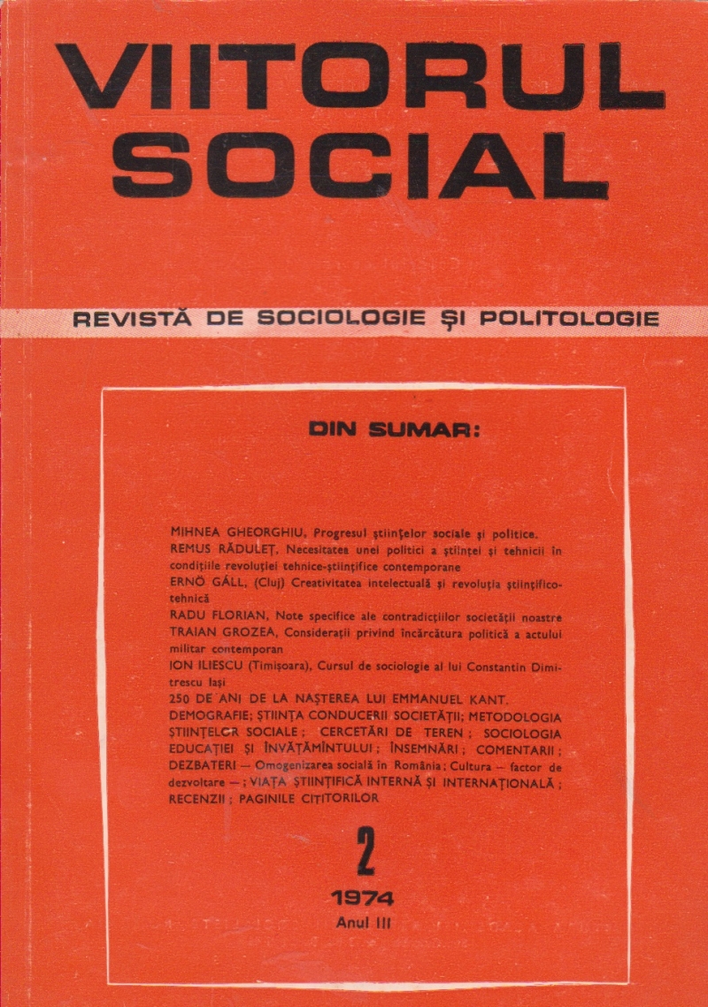 Viitorul Social. Revista de Sociologie si Politologie, Nr. 2/1974